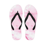 White Pink Marble Print Flip Flops