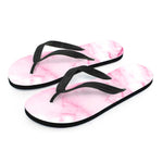 White Pink Marble Print Flip Flops