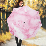 White Pink Marble Print Foldable Umbrella