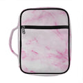 White Pink Marble Print Front Pocket Bible Bag