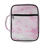 White Pink Marble Print Front Pocket Bible Bag