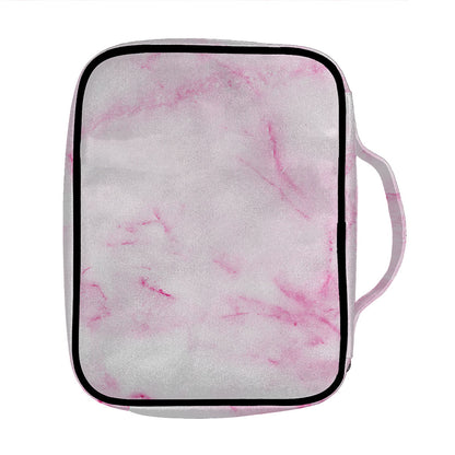 White Pink Marble Print Front Pocket Bible Bag