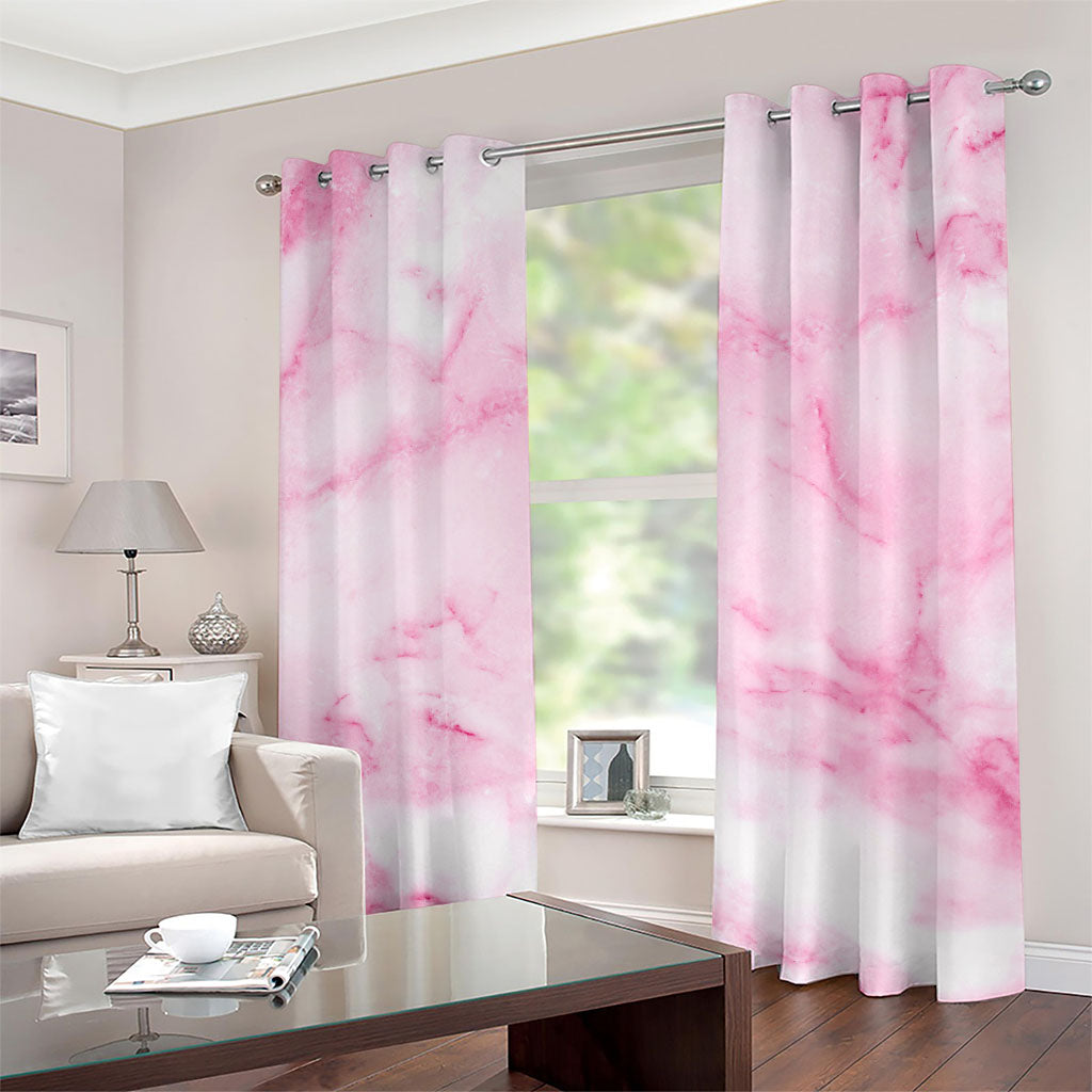 White Pink Marble Print Grommet Curtains