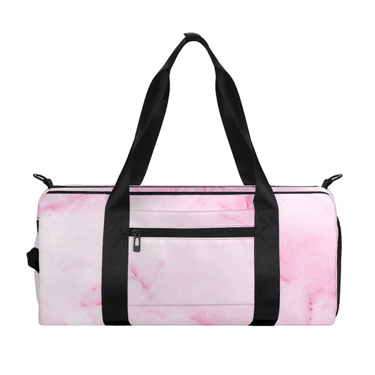 White Pink Marble Print Gym Bag