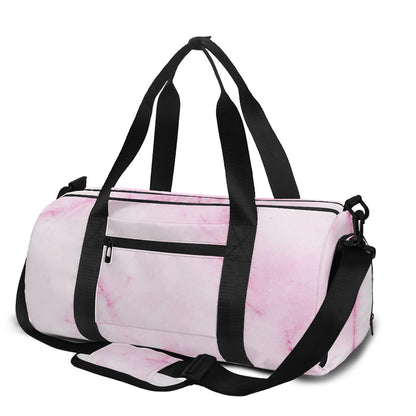 White Pink Marble Print Gym Bag