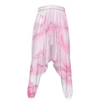 White Pink Marble Print Hammer Pants