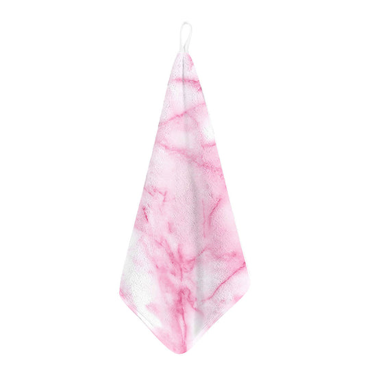 White Pink Marble Print Hand Towel