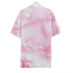 White Pink Marble Print Hawaiian Shirt