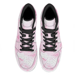 White Pink Marble Print High Top Leather Sneakers