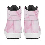 White Pink Marble Print High Top Leather Sneakers