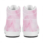 White Pink Marble Print High Top Leather Sneakers