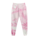 White Pink Marble Print Jogger Pants