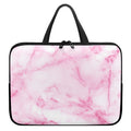 White Pink Marble Print Laptop Sleeve With Handle