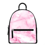 White Pink Marble Print Leather Backpack