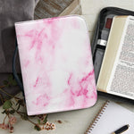 White Pink Marble Print Leather Bible Cover
