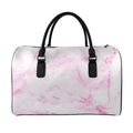 White Pink Marble Print Leather Duffel Bag