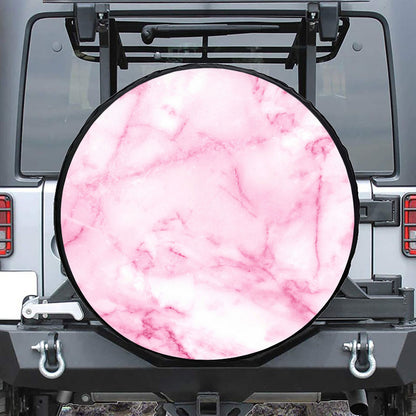 White Pink Marble Print Leather Spare Tire Cover