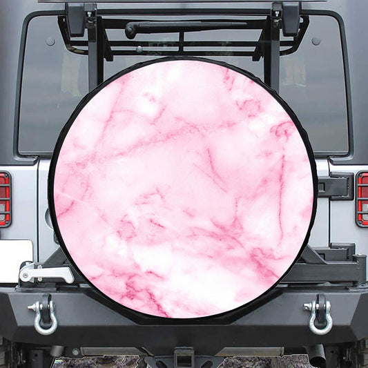 White Pink Marble Print Leather Spare Tire Cover