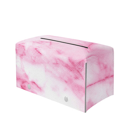 White Pink Marble Print Leather Tissue Box Cover