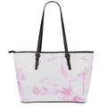 White Pink Marble Print Leather Tote Bag With Zipper