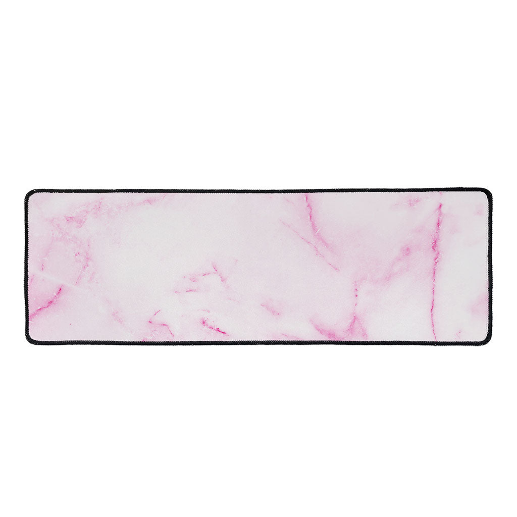 White Pink Marble Print Long Kitchen Mat