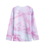 White Pink Marble Print Long Sleeve Short Coat