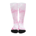White Pink Marble Print Long Socks