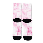 White Pink Marble Print Long Socks