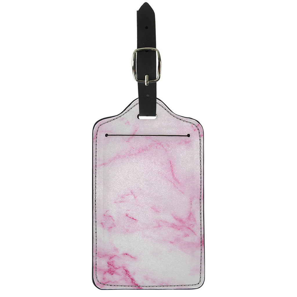 White Pink Marble Print Luggage Tag