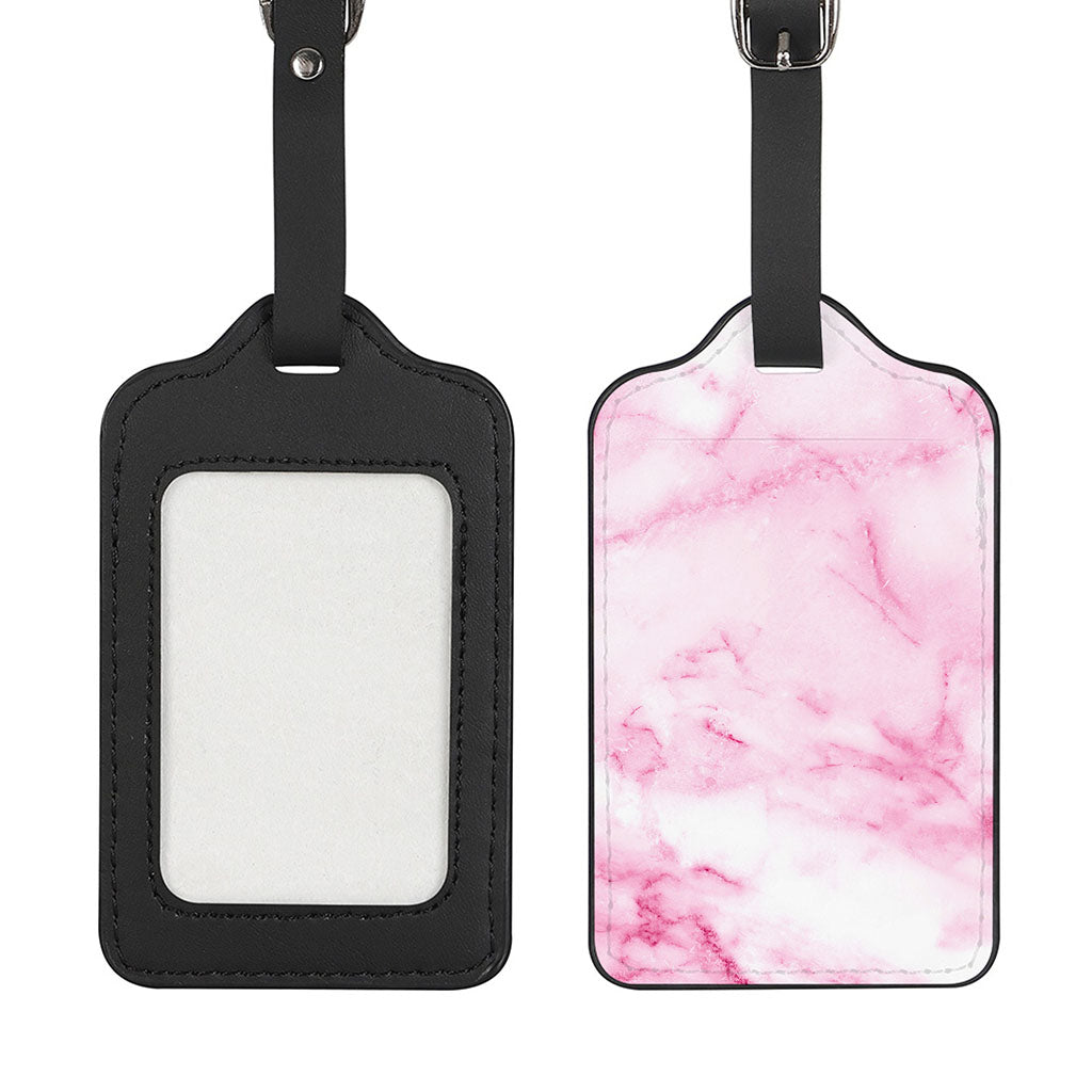 White Pink Marble Print Luggage Tag