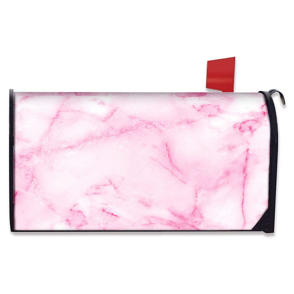 White Pink Marble Print Mailbox Cover