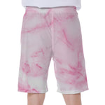 White Pink Marble Print Men's Beach Shorts