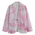White Pink Marble Print Men's Blazer
