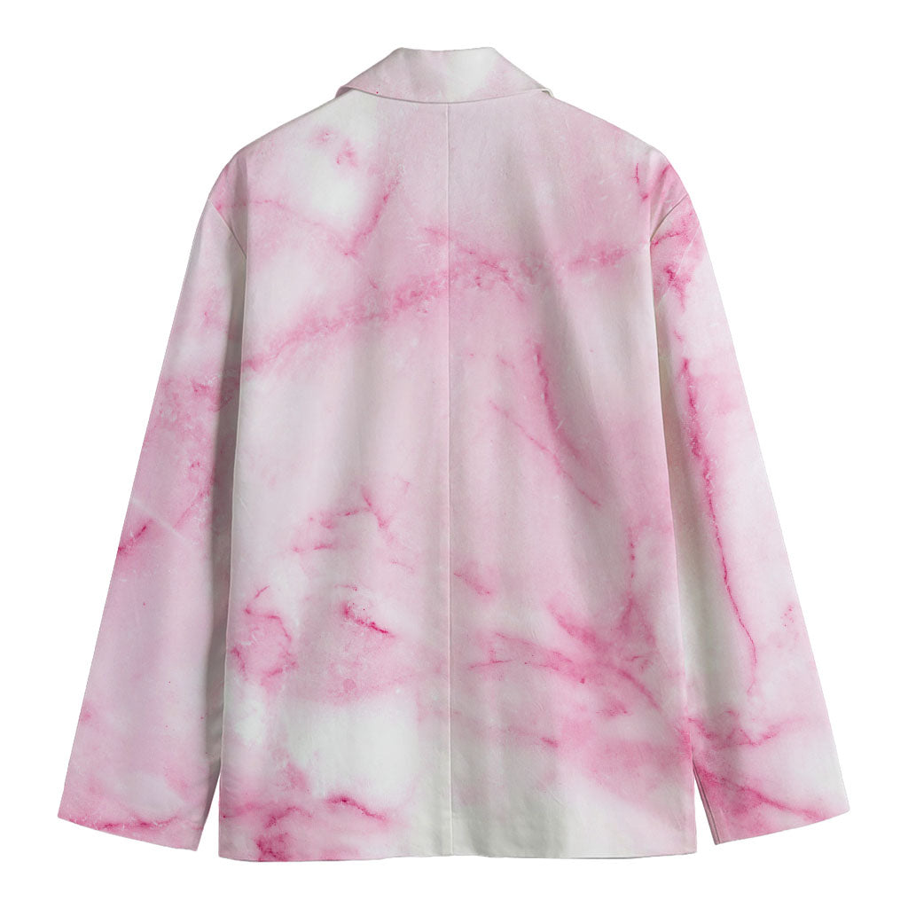 White Pink Marble Print Men's Blazer