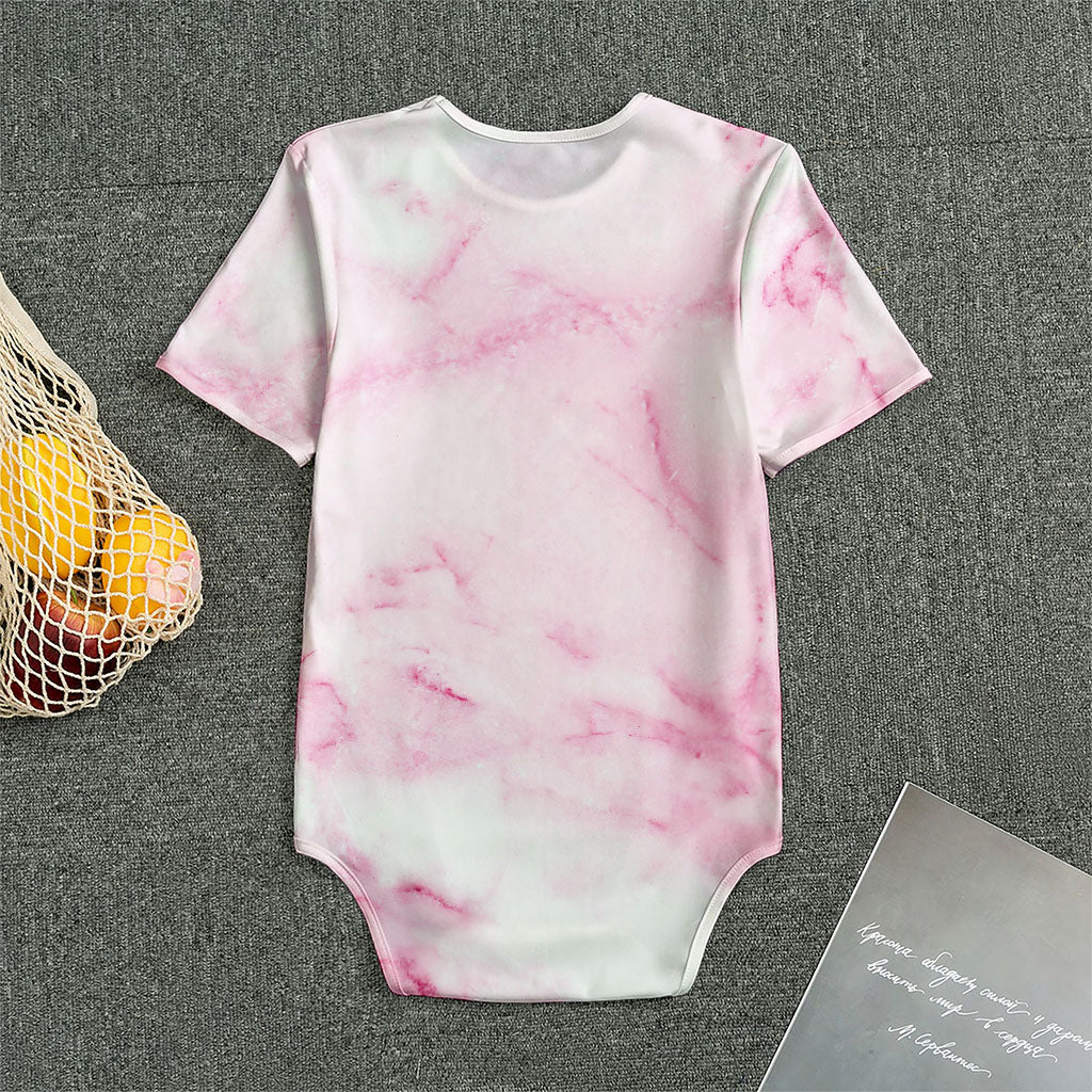 White Pink Marble Print Men's Bodysuit