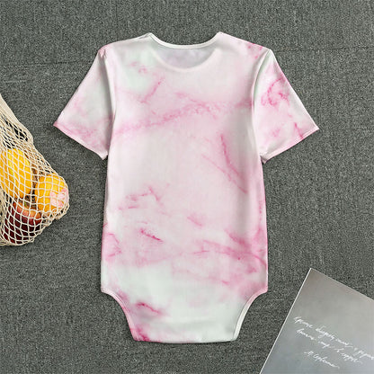 White Pink Marble Print Men's Bodysuit