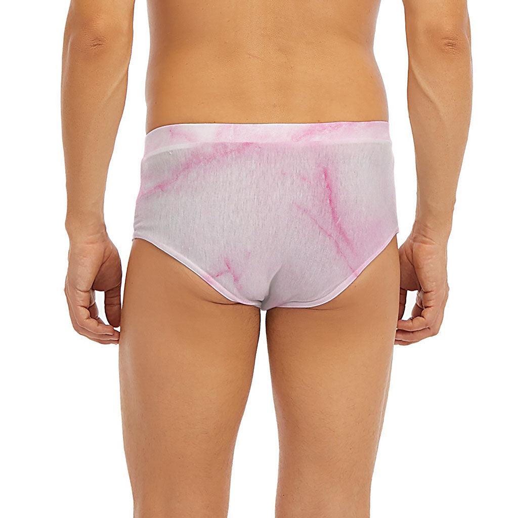 White Pink Marble Print Men's Briefs