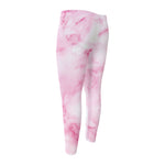 White Pink Marble Print Men's Compression Pants