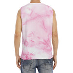 White Pink Marble Print Men's Fitness Tank Top
