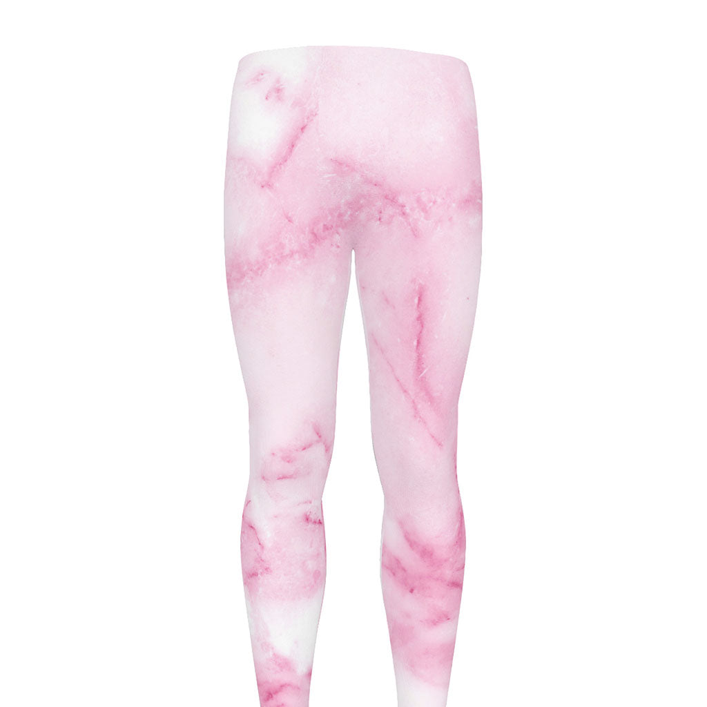 White Pink Marble Print Men's leggings