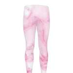 White Pink Marble Print Men's leggings
