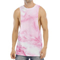 White Pink Marble Print Men's Muscle Tank Top