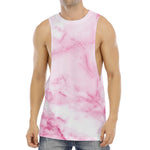 White Pink Marble Print Men's Muscle Tank Top