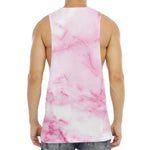 White Pink Marble Print Men's Muscle Tank Top