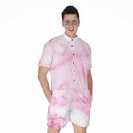 White Pink Marble Print Men's Rompers