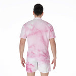 White Pink Marble Print Men's Rompers