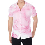 White Pink Marble Print Men's Shirt