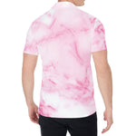 White Pink Marble Print Men's Shirt
