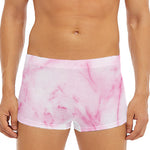 White Pink Marble Print Men's Short Boxer Briefs