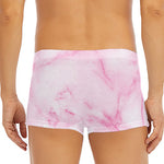 White Pink Marble Print Men's Short Boxer Briefs